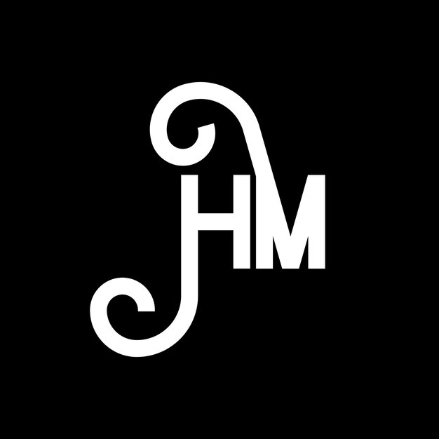 Diseño de la letra HM logotipo en fondo negro HM iniciales creativas concepto de la letra logotipo hm diseño de la letra HMS diseño de la carta blanca en fondo negro H M h m logotipo