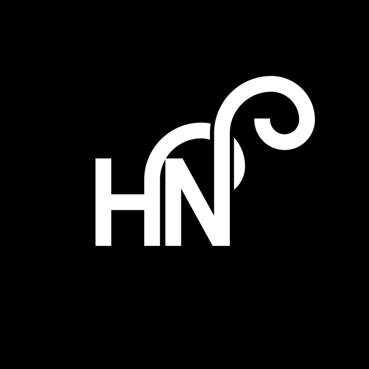 Vector diseño de la letra hn en fondo negro hn iniciales creativas concepto de la letra logotipo hn diseño de la carta hn diseño de la letra blanca en fondo negra h n h n logotipo