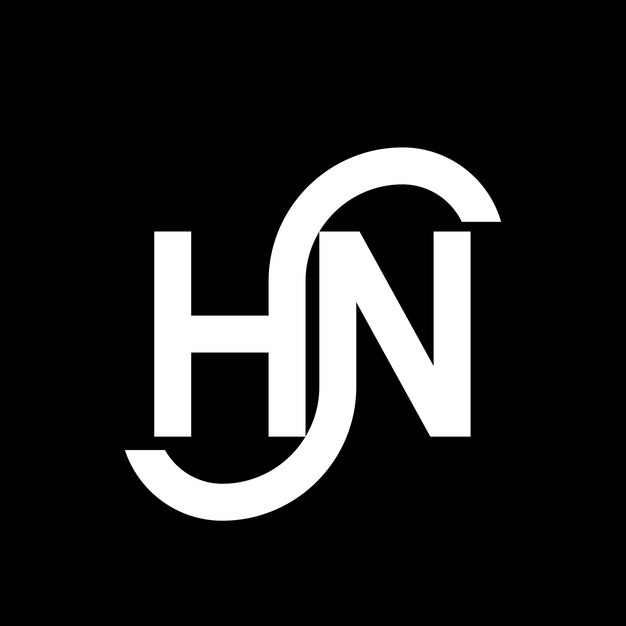 Diseño de la letra HN en fondo negro HN iniciales creativas concepto de la letra logotipo hn diseño de la carta HN diseño de la letra blanca en fondo negra H N h n logotipo