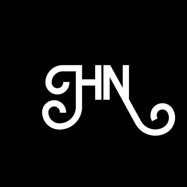 Vector diseño de la letra hn en fondo negro hn iniciales creativas concepto de la letra logotipo hn diseño de la carta hn diseño de la letra blanca en fondo negra h n h n logotipo