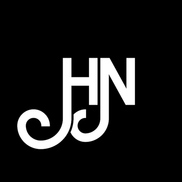 Diseño de la letra HN en fondo negro HN iniciales creativas concepto de la letra logotipo hn diseño de la carta HN diseño de la letra blanca en fondo negra H N h n logotipo