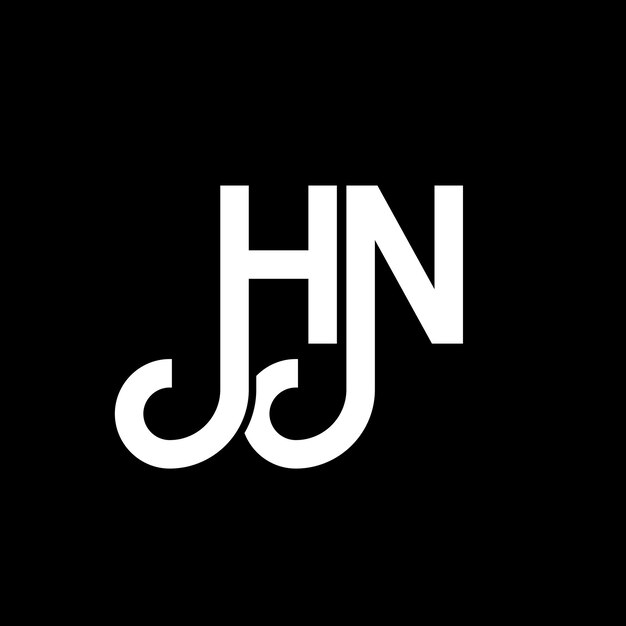 Diseño de la letra HN en fondo negro HN iniciales creativas concepto de la letra logotipo hn diseño de la carta HN diseño de la letra blanca en fondo negra H N h n logotipo