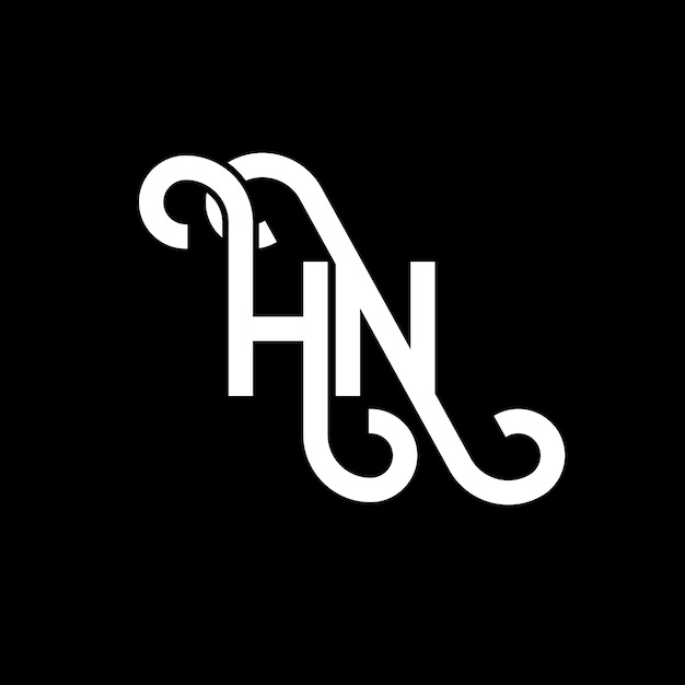 Diseño de la letra HN en fondo negro HN iniciales creativas concepto de la letra logotipo hn diseño de la carta HN diseño de la letra blanca en fondo negra H N h n logotipo