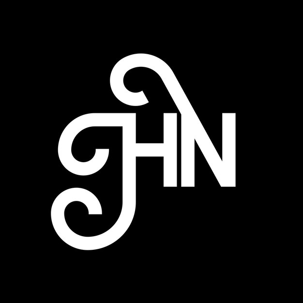 Diseño de la letra HN en fondo negro HN iniciales creativas concepto de la letra logotipo hn diseño de la carta HN diseño de la letra blanca en fondo negra H N h n logotipo