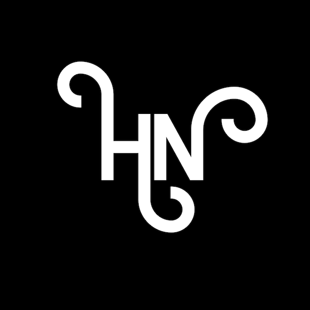 Diseño de la letra HN en fondo negro HN iniciales creativas concepto de la letra logotipo hn diseño de la carta HN diseño de la letra blanca en fondo negra H N h n logotipo