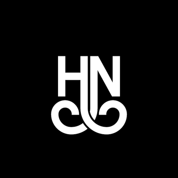 Diseño de la letra HN en fondo negro HN iniciales creativas concepto de la letra logotipo hn diseño de la carta HN diseño de la letra blanca en fondo negra H N h n logotipo