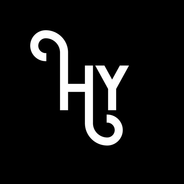 Diseño de la letra HY en fondo negro HY iniciales creativas concepto de la letra logotipo hy diseño de la carta HY diseño de la letra blanca en fondo negro logotipo H Y h y