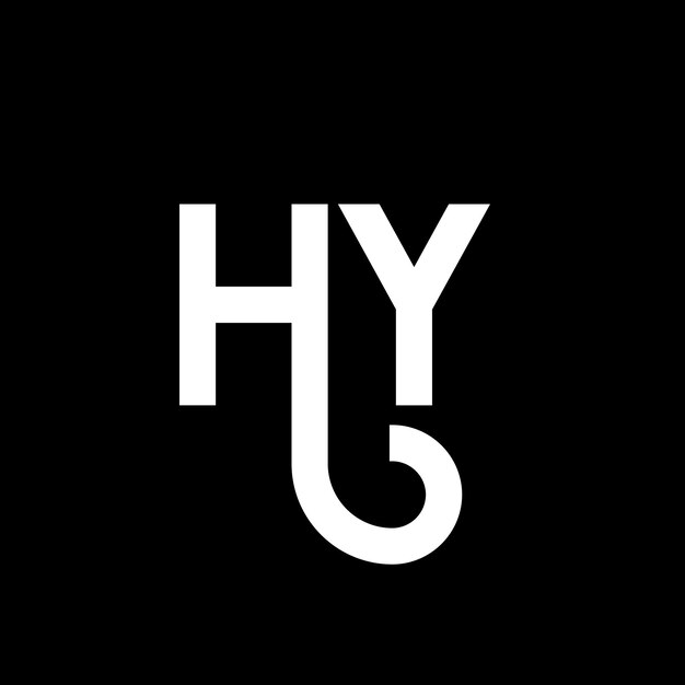 Diseño de la letra HY en fondo negro HY iniciales creativas concepto de la letra logotipo hy diseño de la carta HY diseño de la letra blanca en fondo negro logotipo H Y h y