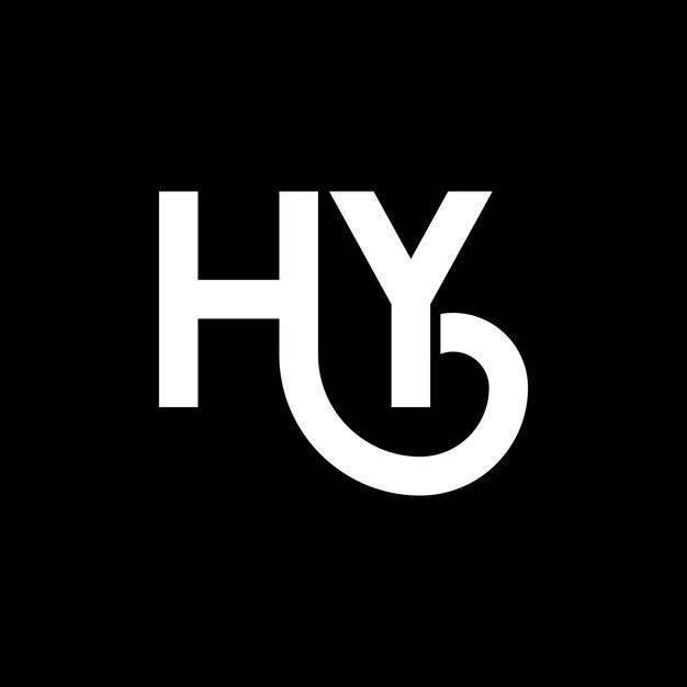 Diseño de la letra HY en fondo negro HY iniciales creativas concepto de la letra logotipo hy diseño de la carta HY diseño de la letra blanca en fondo negro logotipo H Y h y