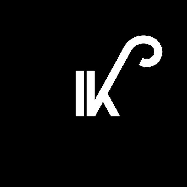 Diseño de la letra IK logotipo sobre fondo negro IK iniciales creativas concepto de la letra logotipo ik diseño de la carta IK diseño de la letra blanca sobre fondo negro I K i k logotipo