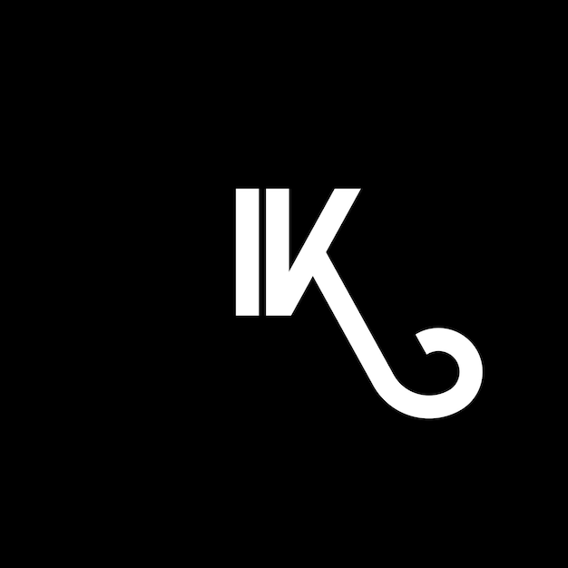 Vector diseño de la letra ik logotipo sobre fondo negro ik iniciales creativas concepto de la letra logotipo ik diseño de la carta ik diseño de la letra blanca sobre fondo negro i k i k logotipo