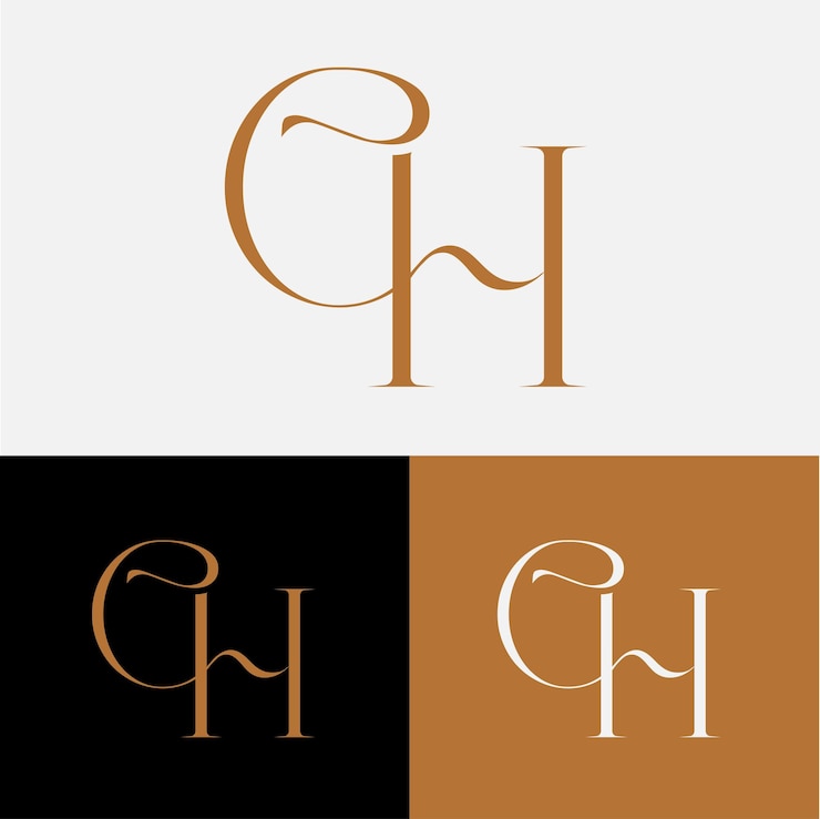 Vector diseño de la letra inicial del símbolo ch