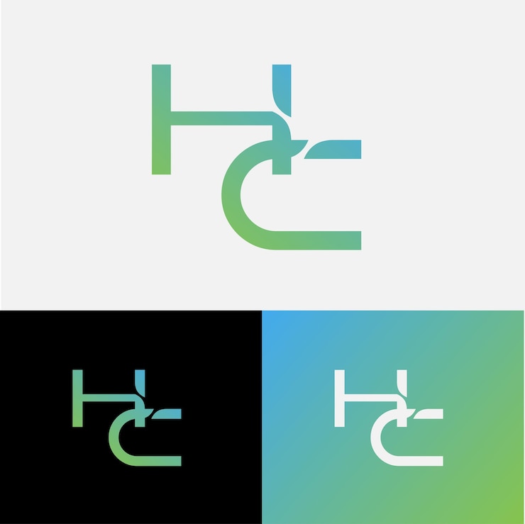 Vector diseño de la letra inicial del símbolo hc
