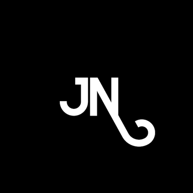 Vector diseño de la letra jn en fondo negro jn iniciales creativas concepto de la letra logotipo jn diseño de la carta jn diseño de la letra blanca en fondo negro logotipo j n j n