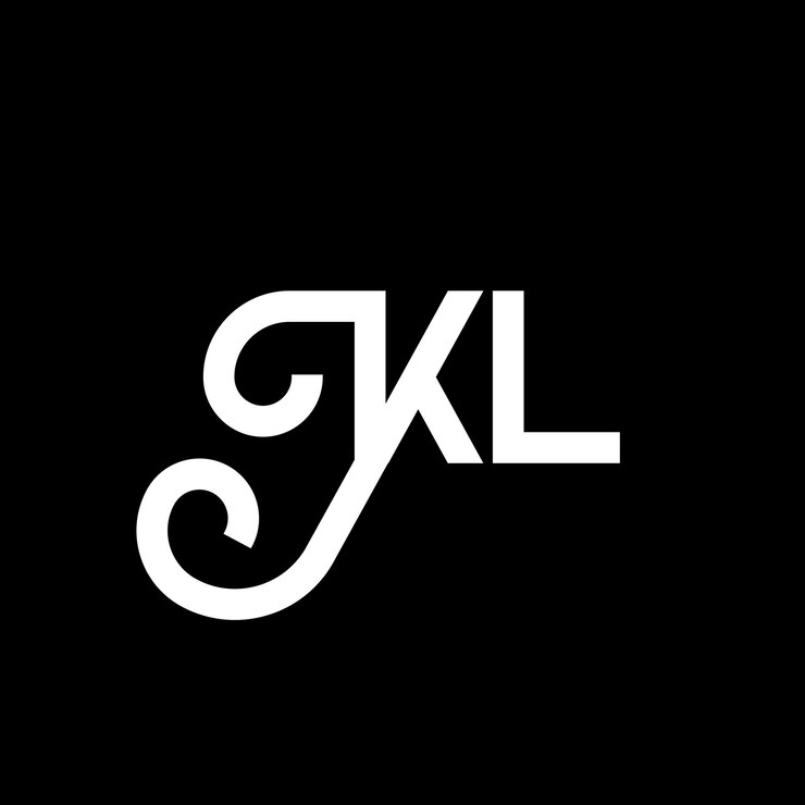 Vector diseño de letra kl logotipo en fondo negro kl iniciales creativas concepto de letra logotipo kl diseño de letra kl diseño de letra blanca en fondo negro k l k l logotipo