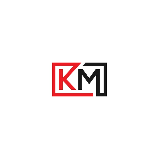 Diseño de la letra KM del logotipo de su marca