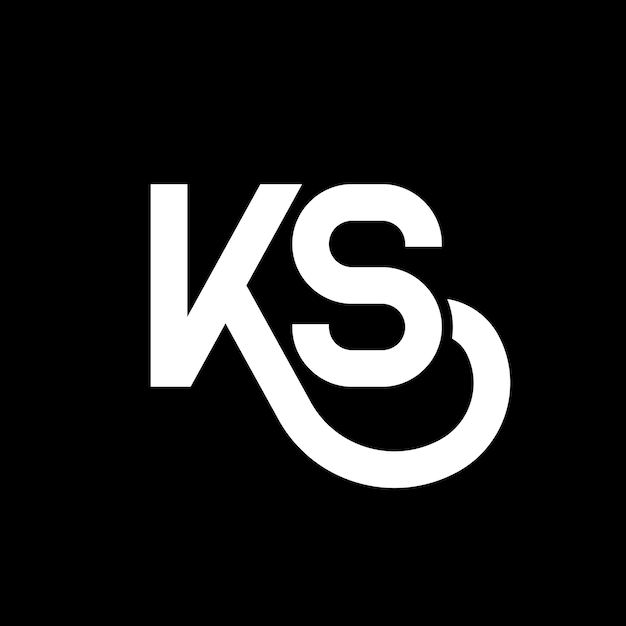 Diseño de la letra KS logotipo en fondo negro KS iniciales creativas concepto de la letra logotipo KS diseño de la carta KS diseño de letra blanca en fondo negro