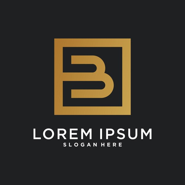 Diseño de la letra logo inicial B para empresa o persona Concepto cuadrado creativo Vector Premium