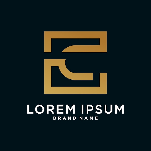 Diseño de la letra logo inicial C para empresa o persona Concepto cuadrado creativo Vector Premium