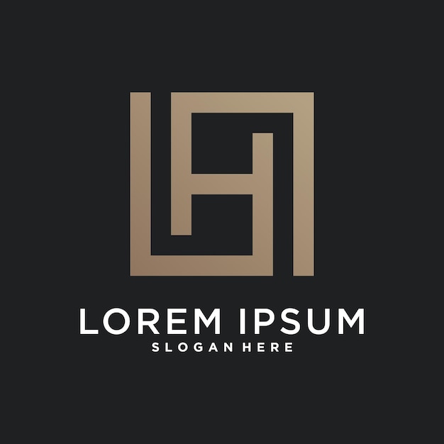 Diseño de la letra logo inicial H para empresa o persona Concepto cuadrado creativo Vector Premium