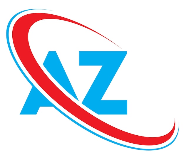 Diseño de la letra del logotipo AZ Letra inicial AZ círculo vinculado monograma en mayúsculas logotipo rojo y azul logotipo AZ