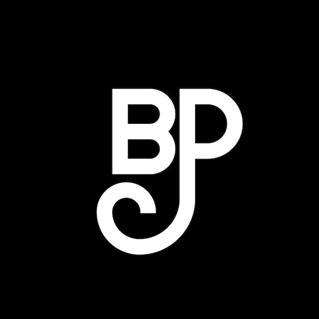 Diseño de la letra del logotipo de BP en fondo negro B P B P logotipo