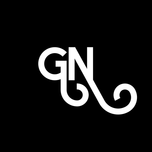 Diseño de la letra del logotipo en fondo negro Diseño de las letras del logotipo de las iniciales creativas Diseño de letras blancas en fondo negro