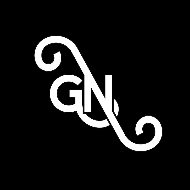 Diseño de la letra del logotipo en fondo negro Diseño de las letras del logotipo de las iniciales creativas Diseño de letras blancas en fondo negro