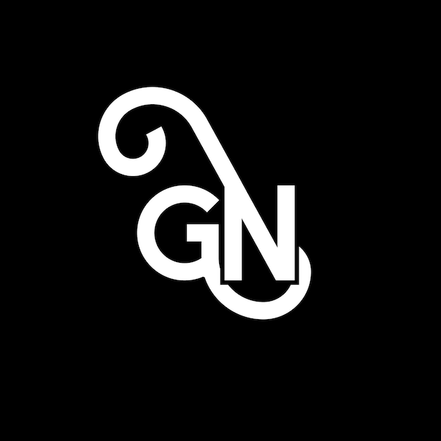 Diseño de la letra del logotipo en fondo negro Diseño de las letras del logotipo de las iniciales creativas Diseño de letras blancas en fondo negro