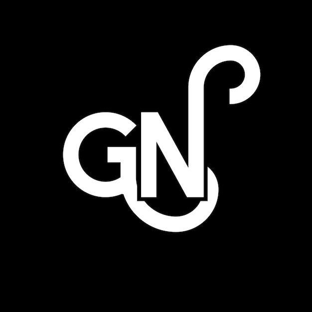 Diseño de la letra del logotipo en fondo negro Diseño de las letras del logotipo de las iniciales creativas Diseño de letras blancas en fondo negro