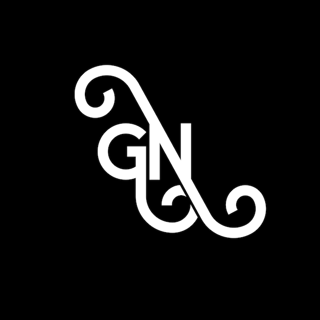 Diseño de la letra del logotipo en fondo negro Diseño de las letras del logotipo de las iniciales creativas Diseño de letras blancas en fondo negro