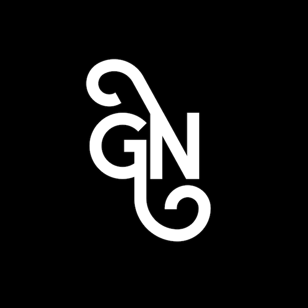 Diseño de la letra del logotipo en fondo negro Diseño de las letras del logotipo de las iniciales creativas Diseño de letras blancas en fondo negro