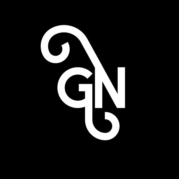 Diseño de la letra del logotipo en fondo negro Diseño de las letras del logotipo de las iniciales creativas Diseño de letras blancas en fondo negro