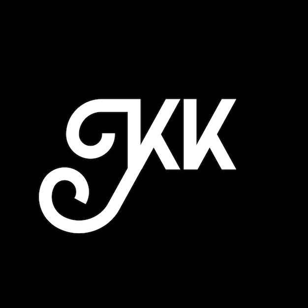 Vector diseño de letra de logotipo en fondo negro kk iniciales creativas concepto de letra de logotipo kk diseño de letra kk diseño de letra blanca en fondo negro k k k k logotipo