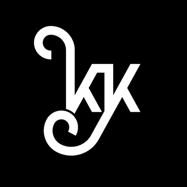 Diseño de letra de logotipo en fondo negro KK iniciales creativas concepto de letra de Logotipo kk diseño de letra KK diseño de letra blanca en fondo negro K K k k logotipo