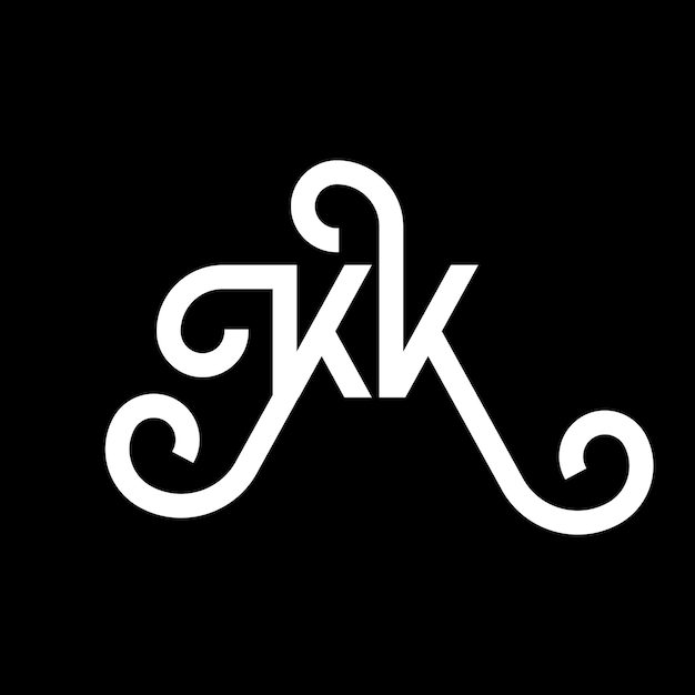Diseño de letra de logotipo en fondo negro KK iniciales creativas concepto de letra de Logotipo kk diseño de letra KK diseño de letra blanca en fondo negro K K k k logotipo