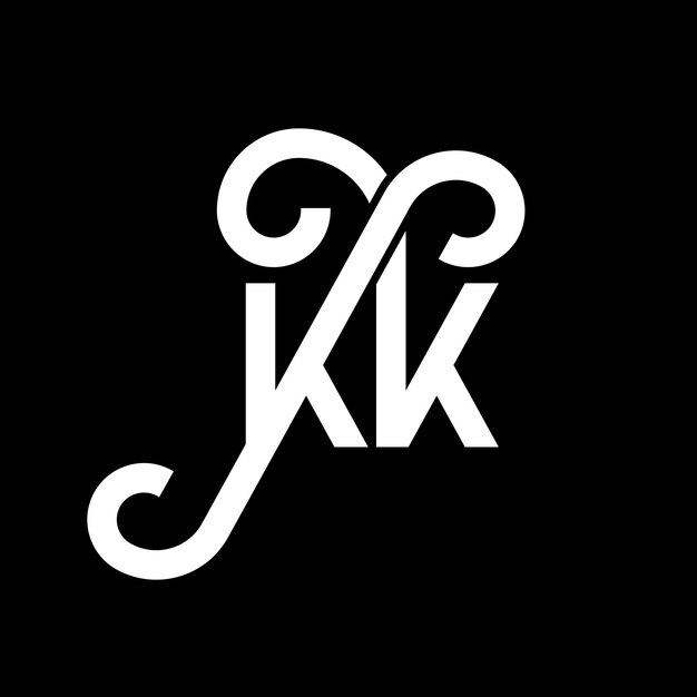 Diseño de letra de logotipo en fondo negro KK iniciales creativas concepto de letra de Logotipo kk diseño de letra KK diseño de letra blanca en fondo negro K K k k logotipo