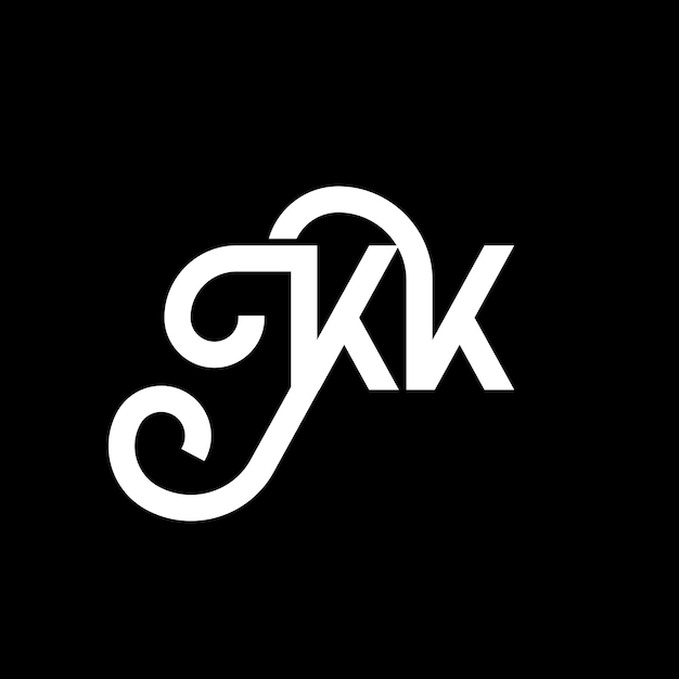 Diseño de letra de logotipo en fondo negro KK iniciales creativas concepto de letra de Logotipo kk diseño de letra KK diseño de letra blanca en fondo negro K K k k logotipo