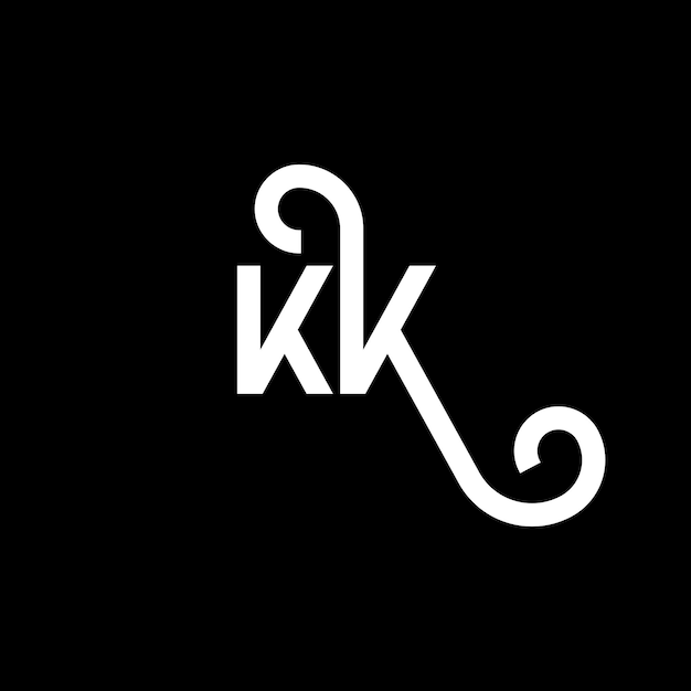 Diseño de letra de logotipo en fondo negro KK iniciales creativas concepto de letra de Logotipo kk diseño de letra KK diseño de letra blanca en fondo negro K K k k logotipo