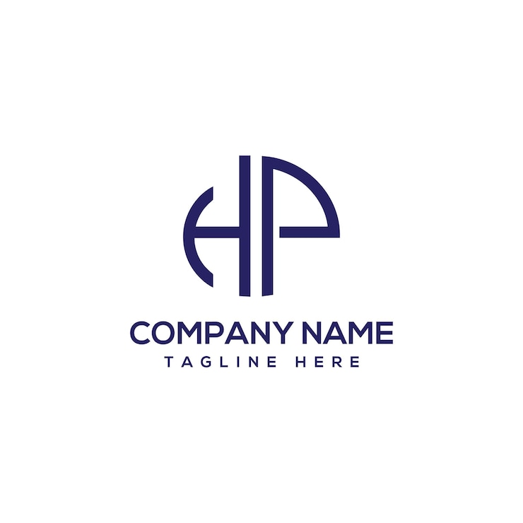 Vector diseño de la letra del logotipo de hp con plantilla vectorial