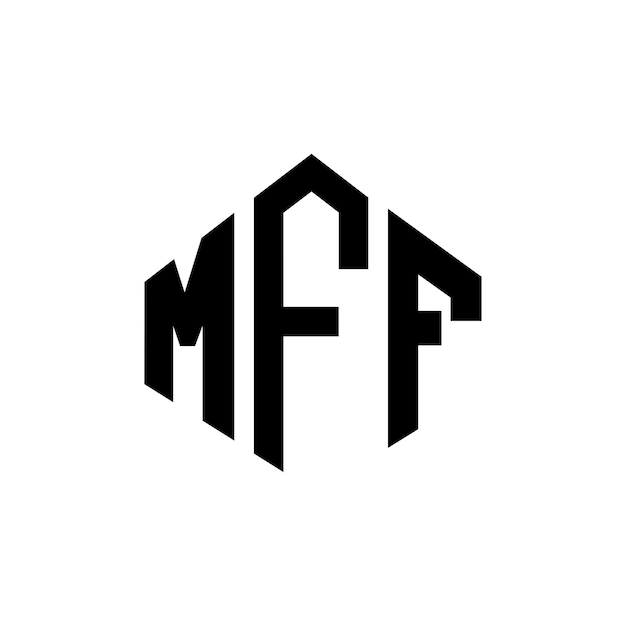 Diseño de la letra del logotipo de MFF con forma de polígono MFF diseño del logotipo en forma de póligono y cubo MFF hexágono modelo de logotipo vectorial colores blanco y negro MFF monograma de negocios y logotipo inmobiliario