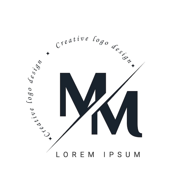 Diseño de la letra del logotipo MM con un corte creativo Diseño del logotipo creativo