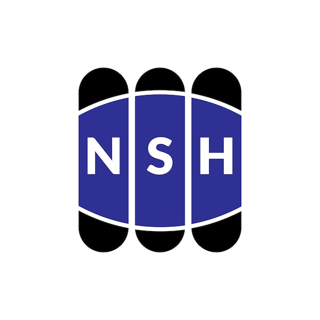 Diseño de la letra del logotipo de NSH en fondo blanco Diseño creativo y moderno del logotipio de la letra de NSH Diseño vectorial