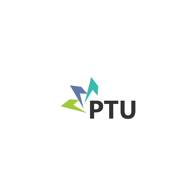 Diseño de la letra del logotipo de PTU en fondo blanco Diseño creativo y moderno del logotipio de la letra de PTU Diseño vectorial