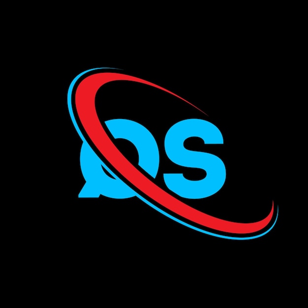 Diseño de la letra del logotipo QS Letra inicial QS círculo vinculado monograma en mayúsculas logotipo rojo y azul logotipo QS