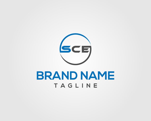 Diseño de la letra del logotipo de SCE plantilla vectorial de alfabeto moderno