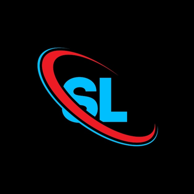 Vector diseño de la letra del logotipo sl letra inicial sl círculo vinculado monograma en mayúsculas logotipo rojo y azul logotipo sl