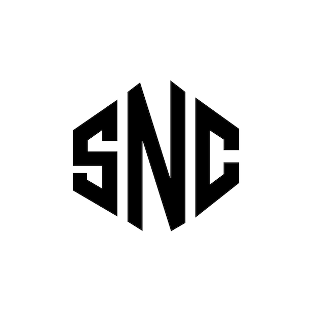 Diseño de la letra del logotipo SNC con forma de polígono Diseño del logotipo del polígono SNC y la forma del cubo Diseño del modelo del logotipo vectorial del hexágono SNC Colores blanco y negro Monograma de negocios y logotipo inmobiliario SNC