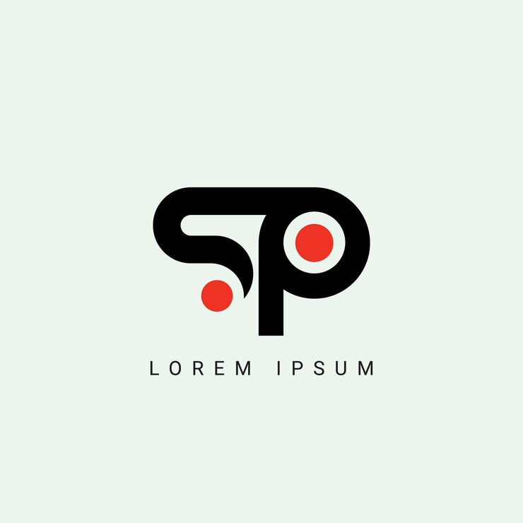 Vector diseño de la letra del logotipo sp sp polígono círculo triángulo hexágono plano y estilo simple con color blanco