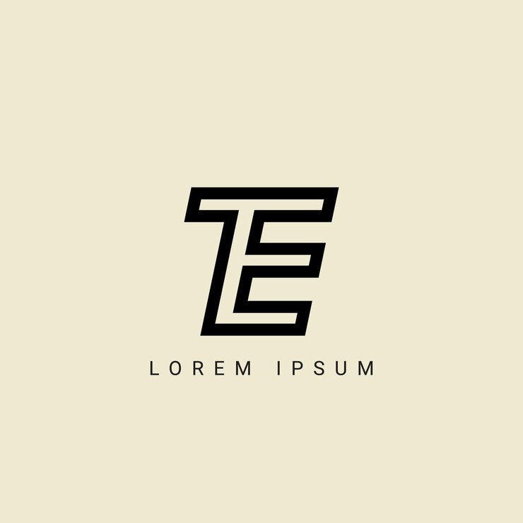 Vector diseño de la letra del logotipo te te polígono círculo triángulo hexágono plano y estilo simple con color blanco